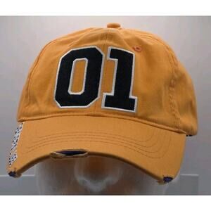 01 Baseball Cap Hat Dukes Of Hazzard TV Show Car Orange Embroidered Distressed